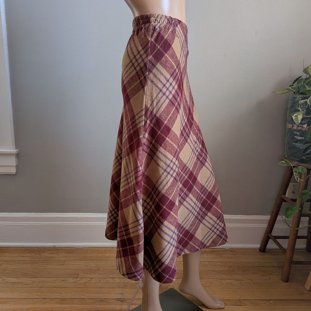 Vintage 90s Salon Studio Plaid Midi Skirt Librarian Dark Academia Size Large